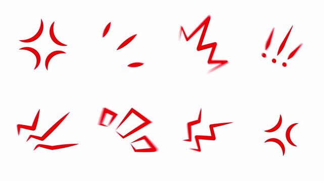 Angry Cartoon Anime Symbol Animation, Rage Elements with Alpha Channel, ikari māku
