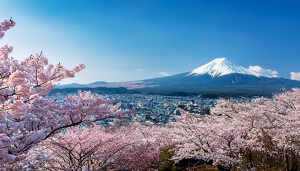 富士山と桜の伝統的な背景