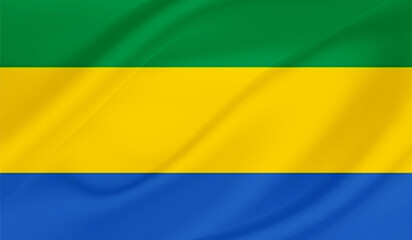 Realistic National Flag of  Gabon