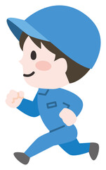 走る作業スタッフ 