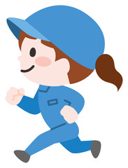 走る作業スタッフ