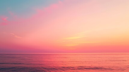 Obraz premium Pink and Orange Gradient Sunset Over Ocean Seascape