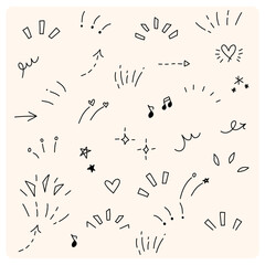 Monochrome hand drawn emotional expression decorative illustration set