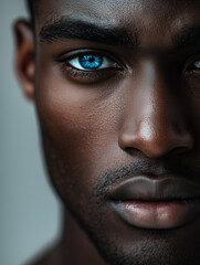 Stylish black man with blue eyes showing confidence in a close-up portrait