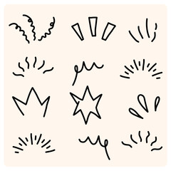 Doodle image set cartoon expression hand drawn doodle