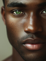Obraz premium Stylish black man with green eyes showing confidence in a close-up portrait
