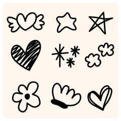 Line highlight brush, text emphasis, underline brush with doodle style