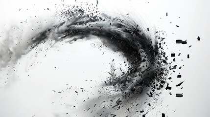 A swirling tornado funnel with realistic debris trails, displayed on a clean white background.
