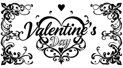 Vintage black and white floral pattern with ornate elements and decorative border