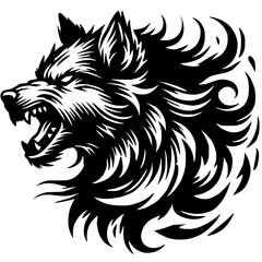 Silhouette of an angry wolf