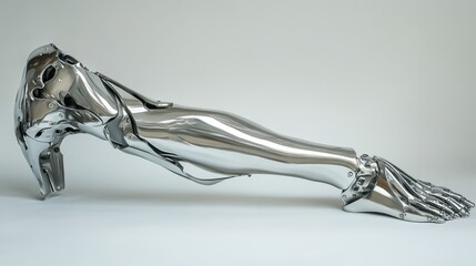 Futuristic Chrome Robotic Leg: A Sleek Design in Metallic Brilliance