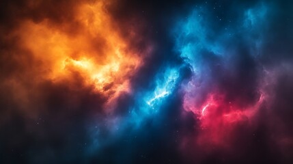Fototapeta premium Cosmic Nebulae in Vibrant Orange Blue and Red Hues