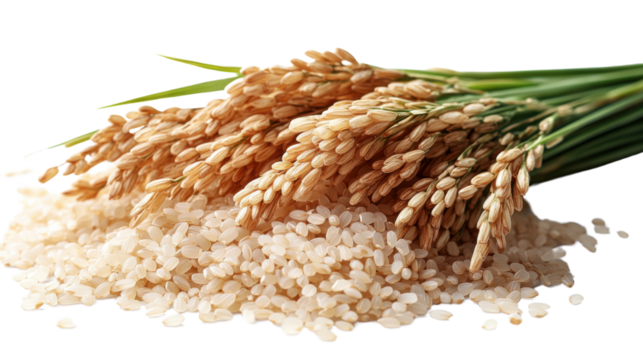 bunch of rice ears isolated on white background