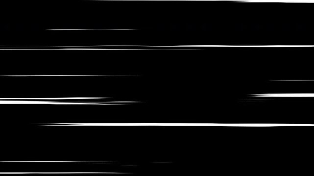 Horizontal animated speed lines background or overlay, concepts, ideas, 4k, seamless loopable element, transparent background with alpha channel