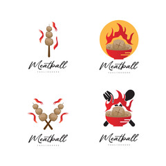 Meatball Logo, Vector For Food Stall Brand, Fast Food Simple Design Icon, Template Illustration