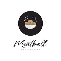 Meatball Logo, Vector For Food Stall Brand, Fast Food Simple Design Icon, Template Illustration