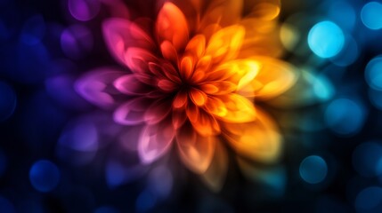 Abstract Colorful Flower Bloom: A Vibrant Macro Photography