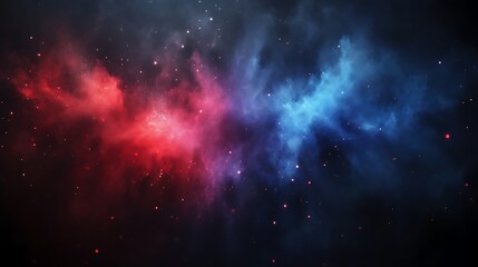 Fototapeta premium Cosmic Nebula Red Blue Gaseous Clouds Stars Dust
