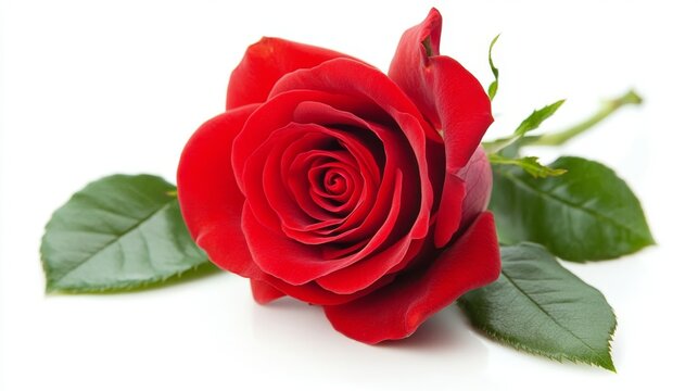 Fresh and beautiful rose isolated on white background with clipping path, perfect for romantic valentine's day decorations, love themes, and floral gift ideas