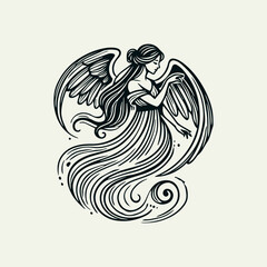 Beautiful Angel Wings Logo Design, Elegant Angel Logo