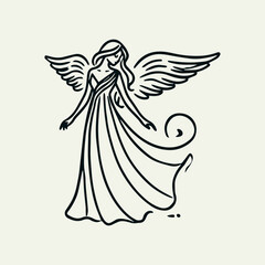 Beautiful Angel Wings Logo Design, Elegant Angel Logo