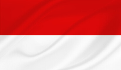 Realistic National Flag of  Indonesia