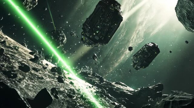 Exploring the vastness of asteroid mining colonies thriving in outer space, asteroid mining colony in outer space, Seamless ing video background