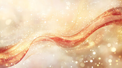 Obraz premium Gold ribbon flowing on shimmering light background suitable for luxury, celebration, awards, and banners. Elegant and versatile design element.