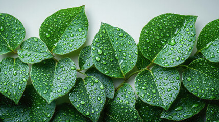 Obraz premium Dew-covered foliage showcasing ecological balance and freshness