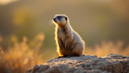 Golden Hour Meerkat: A Majestic Creature at Sunset