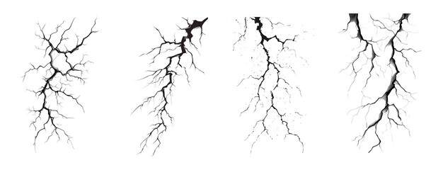 Obraz premium Simple black and white line drawing of a lightning crack on a plain white background.