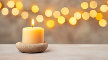 Soft Glow of Candlelight with Warm Bokeh Background at Night