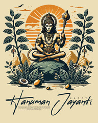 Indian Spiritual God Hanuman Jayanti Bajrang Bali Celebration Social Media Post Template
