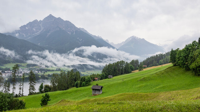 panaramic view at Telfer Wiese at Stubaital, Tirol, Austria