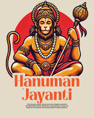 Indian Spiritual God Hanuman Jayanti Bajrang Bali Celebration Social Media Post Template
