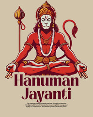 Indian Spiritual God Hanuman Jayanti Bajrang Bali Celebration Social Media Post Template
