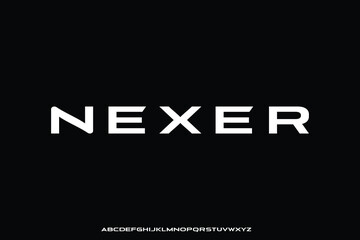 Futuristic sans serif alphabet display font vector for branding design