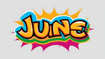 Fototapeta premium Colorful Graffiti Style June Month Word Art Design