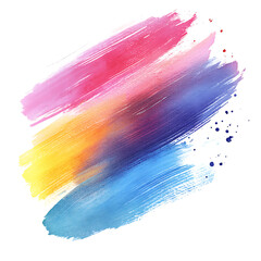  Abstract watercolor brush strokes in multiple colors, isolated