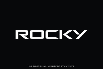 Modern strong futuristic alphabet display font vector. Branding sans serif typeface