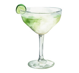 cocktail with lime and mint on transparent background