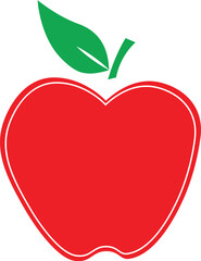 red apple with green leaf simple flat design