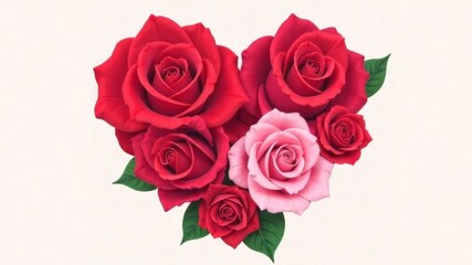 roses in the shape of a heart on a plain background