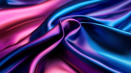 Obraz premium Abstract Iridescent Silk Fabric Drapery: A Symphony of Purple and Blue Hues