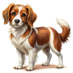 Fototapeta premium Brown and white dog with a black nose. On transparent background. Png file