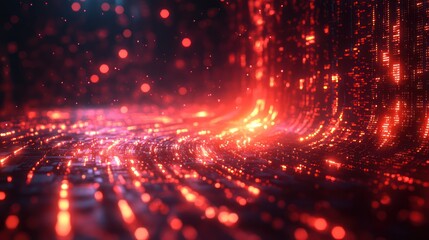 Obraz premium Abstract Digital Red Glowing Data Stream