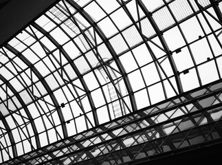 Diagonal black and white roof construction architecture