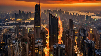 Fototapeta premium sunset over city