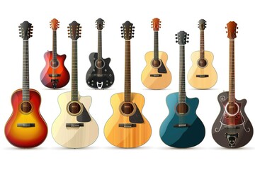 guitar icons over white background elegant design