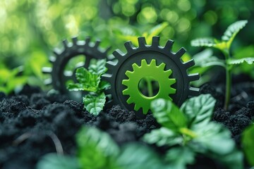 hi tech, mechanical technology for carbon neutrality concept. Environment and carbon management, climate change. Green business transformation and commitment 